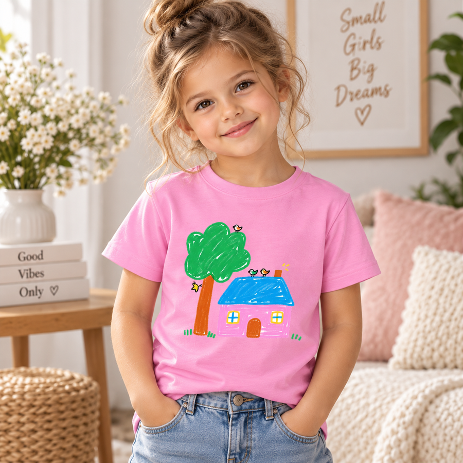 DoodleShirt Kinder-T-Shirt mit eigener Zeichnung in Rosa
