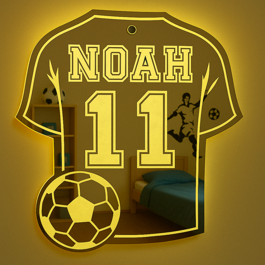 Fußballlampe mit Namen & Nummer – Trikot-Lampe FootaGlow