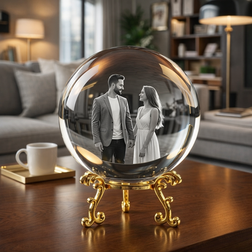Foto in Glas – Personalisierte Kristallkugel mit Gravur