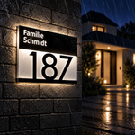 Solar Hausnummer mit Namen – LED Hausnummernschild – LumiAdres
