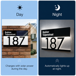 Solar Hausnummer mit Namen – LED Hausnummernschild – LumiAdres