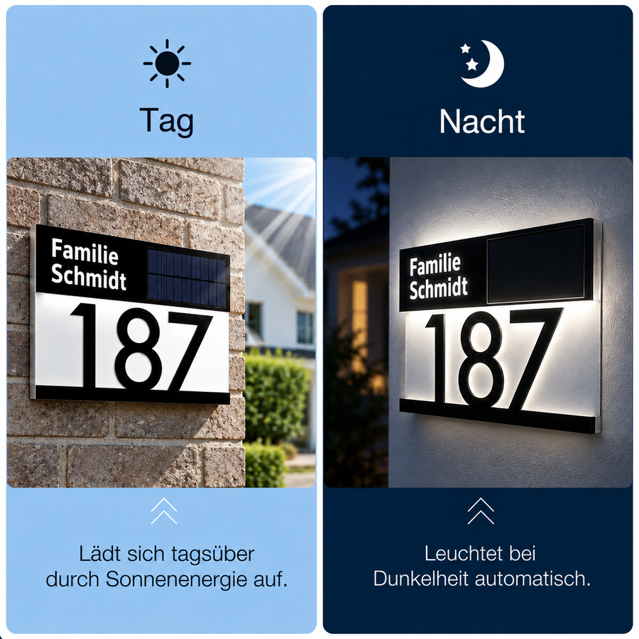 LumiAdres Solar Hausnummernschild