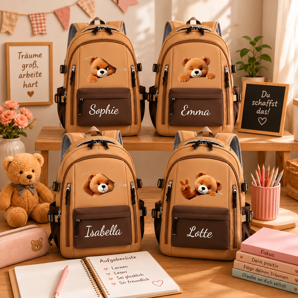 Bären-Rucksack mit Namen – die vier Designs