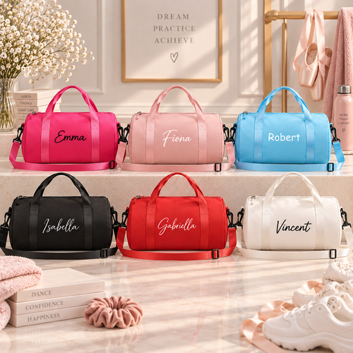 DanceBag Tanztasche mit Namen – runde Sporttasche für Ballett und Tanz