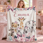 SnuggleName Fleecedecke mit Namen – drei Designs mit Aquarell-Tieren