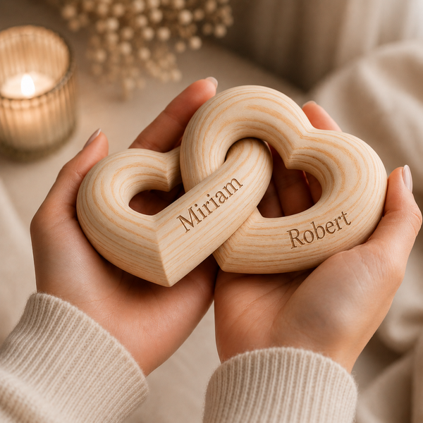 Personalisiertes Liebesornament aus Holz mit Namen – ForeverUs