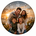 MemoraClock Wanduhr mit eigenem Foto – Foto über das ganze Zifferblatt, weiße Ziffern