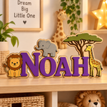 JungleName Namensschild aus Holz – Schriftfarbe Lila