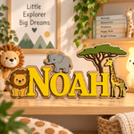 JungleName Namensschild aus Holz – Schriftfarbe Gelb