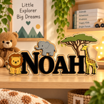 JungleName Namensschild aus Holz – Schriftfarbe Schwarz