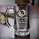 Personalisierter Oktoberfest-Bierkrug aus Glas mit Name Thomas und Prost! 2026
