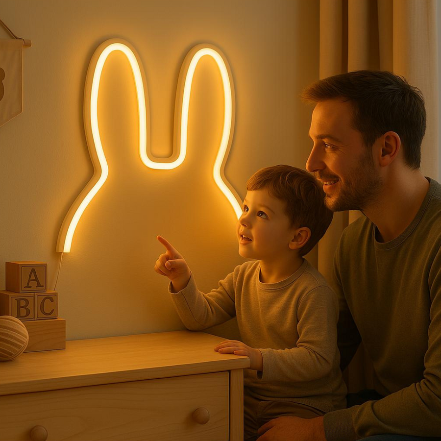 Leuchtendes Hasen-Nachtlicht in einem Kinderzimmer