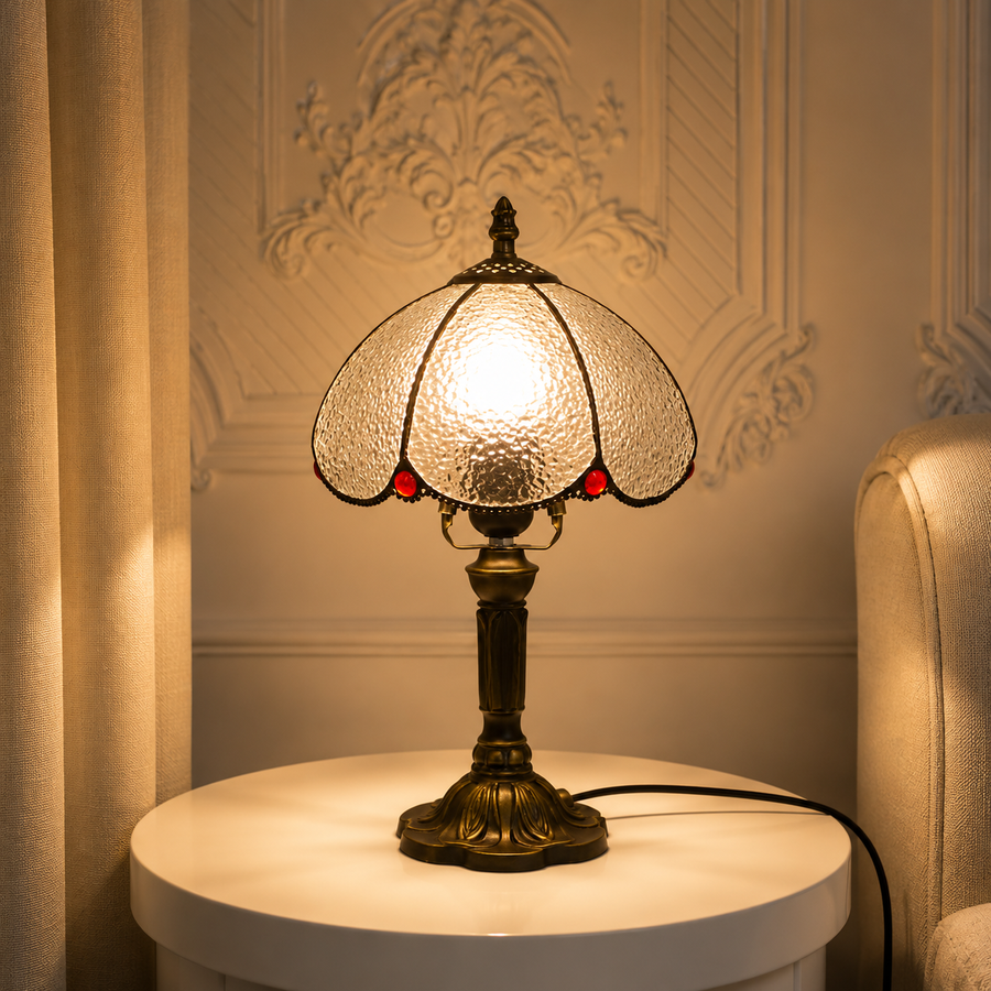 Tiffany Tischlampe Clearbrook mit Strukturglas
