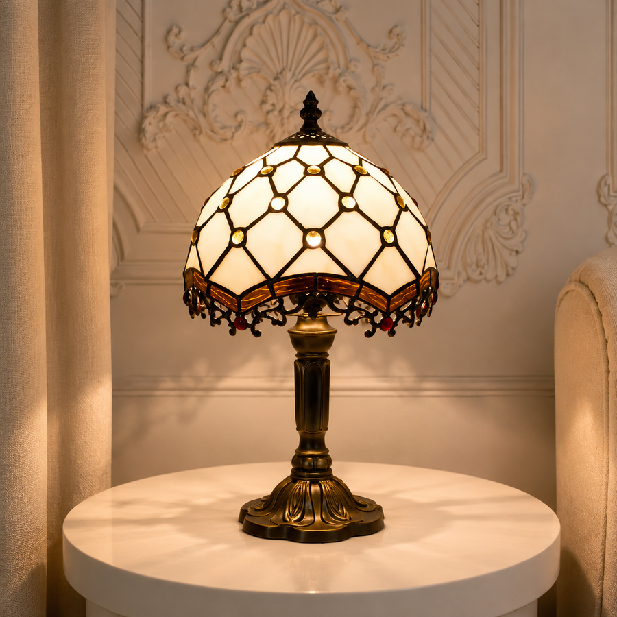 Tiffany Tischlampe Ashford aus Buntglas