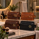 TravelCase Kulturtasche aus Kunstleder mit Namen in Goldfarbe auf der Seite