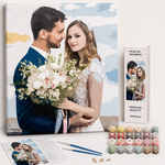 Malen nach Zahlen mit eigenem Foto: Leinwand mit Hochzeitspaar, Farben und Pinsel